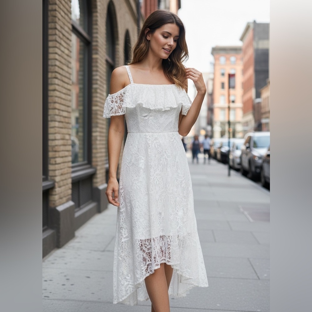 My Michelle Cream Lace Dress Size 16 NWT